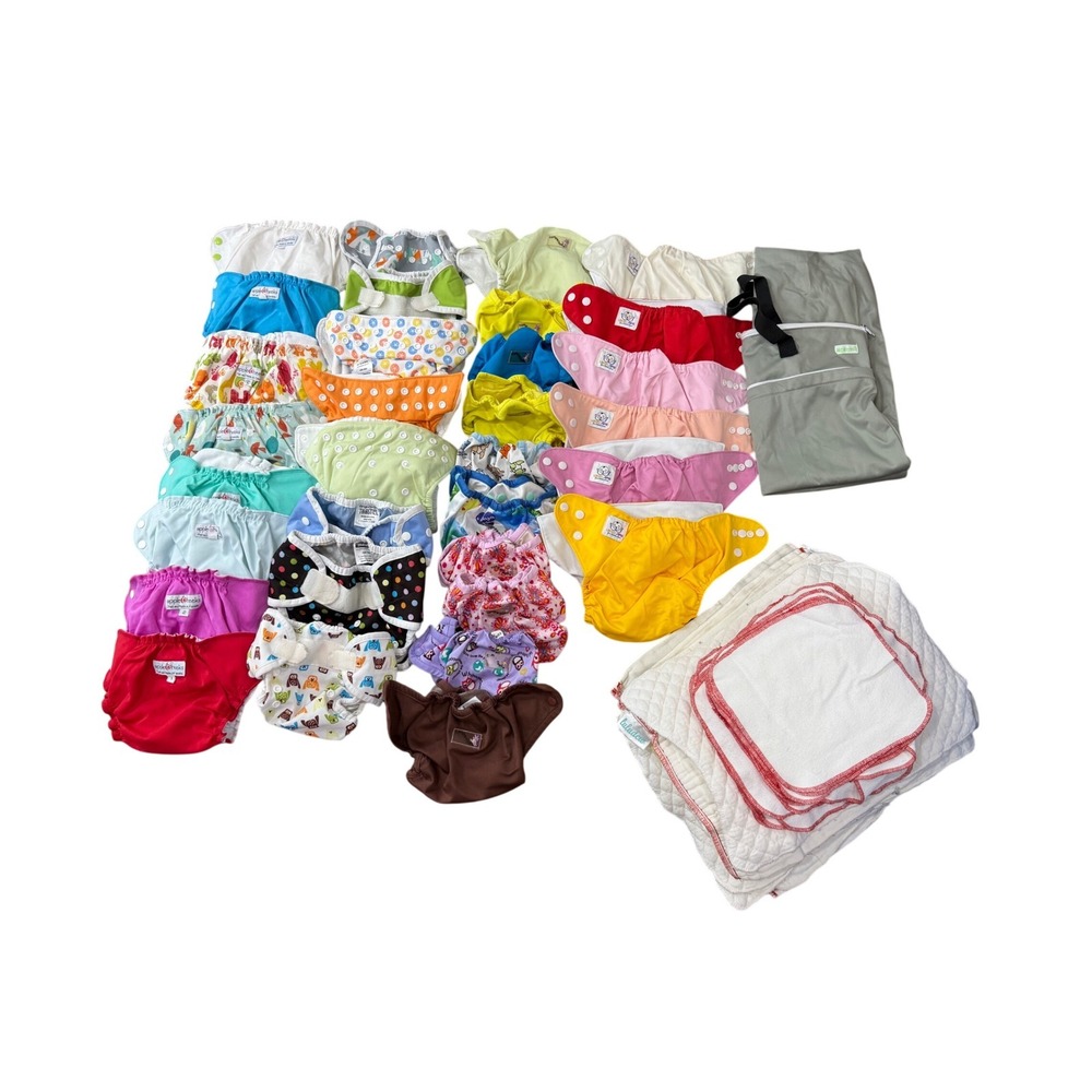 Cloth Diaper Lot AppleCheeks Thirsties Rumparooz UBBCARE Wet Bag Inserts Wipes